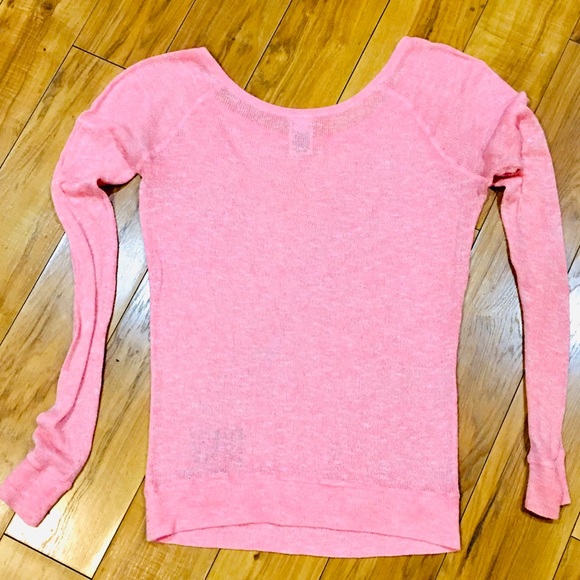 Victoria Secret Pink sweater shirt top long sleeve pink raglan summer beach - Picture 2 of 4